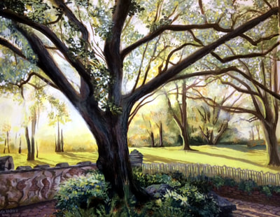 This piece is created in soft lime and yellow tones that highlight the beautiful lines of the tree.